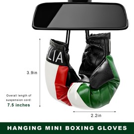 NYTKL 1 Pair Mini Boxing Gloves for Car Mirror, Novelty Miniature Punching Gloves Automobile Mirror Hanging Accessories, Christmas Ornament Car Interior Mirror Accessories (Italy)