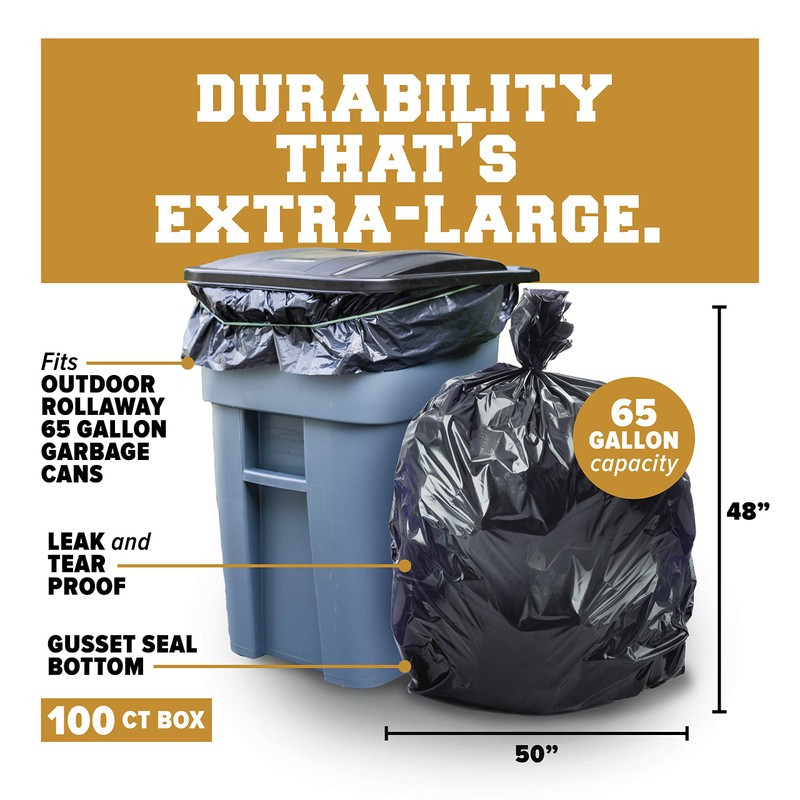 Plasticplace Trash Bags │ 1.5 Mil │ Black Heavy Duty