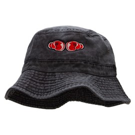 e4Hats.com Touching Boxing Gloves Embroidered Bucket Hat - Black OSFM