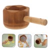 FRCOLOR Bamboo Water Ladle Ergonomic Long Handled Bathing Scoop for
