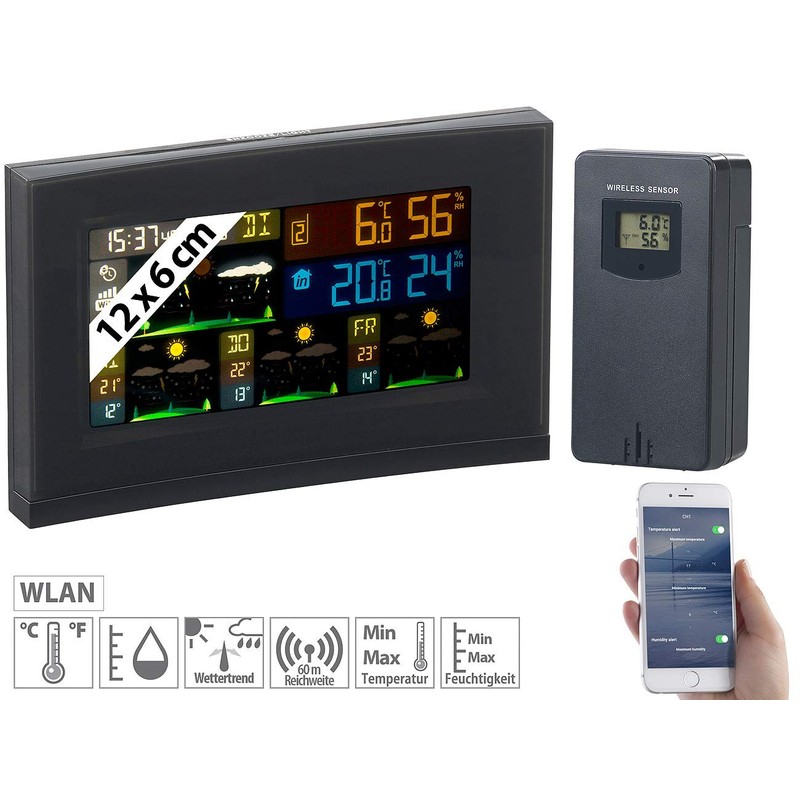 infactory Table Clocks: Wireless Weather Station with Outdoor Sensor, Weather