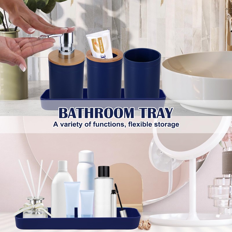 iMucci Bathroom Accessories Set Navy Blue Bathroom Decor Sets with