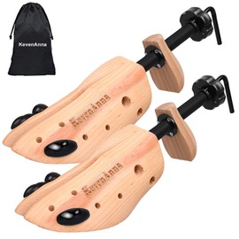 KevenAnna 【Upgrade Version】 Shoe Stretcher with Carrying Bag Pair of Premium Professional 2-way Wooden Shoe Trees Stretch Width and Length for Men or Women (Large)