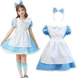 Joyesplay Maid Costume, Cosplay, Children's Dress, Apron, Halloween Costume, Short Sleeve, Princess Dress, Alice Costume, Girls, Cute, Cosplay, Kids Costume, Halloween, Events, Amusement Parks, School