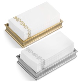 AMERICAN HOMESTEAD Disposable Hand Towels for Bathroom - Decorative Gold Vintage Design - Linen-Like Guest Napkins for Events, or Dinner Parties - Paper Towels - 15.5" x 12" - 100 Count