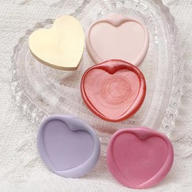 Poemluve Seal for Wax Blank 25 mm Round Wax Seal Stamp with Wooden Handle Seal Stamp for DIY, Wedding Invitations, Gift Cards, Greeting Cards (Heart Set)