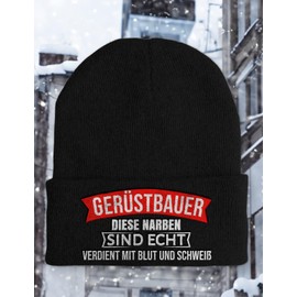 tshirtladen Hat – Scaffolding – Beanie One Size – Winter Hat Soft Touch – Embroidered Slogan Hat, black, Unit size