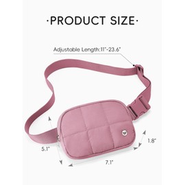 WESTBRONCO Puffer Fanny Packs for Women Quilted Nylon Waterproof Belt Bag with 2 Zipper, Puffy Crossbody Bag with Adjustable Strap, 1L Waist Bag for Travel Daily