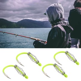 eMagTech Pack of 20 Fishing Hooks with Spring Size 12# Carbon Steel Hooks with Barbed Hooks and Metal Spring Swivels Suitable for Powerbait Trout Carp Fluorescent Yellow