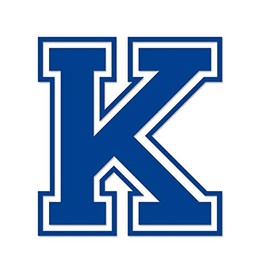 Applicable Pun Varsity Letter K - Vinyl Decal for Outdoor Use on Cars, ATV, Boats, Windows and More - Blue 5 Inches Tall