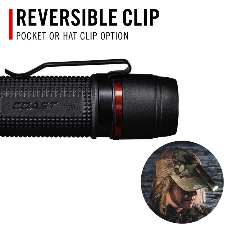 Coast PX9R Rechargeable LED Flashlight with Dual Optic Lighting, Pocket