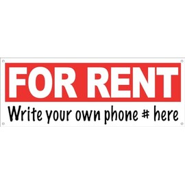4 Less Co 18x48 Inch FOR RENT Vinyl Banner Sign With Grommets (Write Your Own Phone # On It) wb