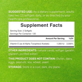 Deal Vitamin E 1000IU 240 Softgels d-Alpha Tocopherol Acetate Non GMO