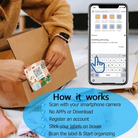 Etiquetas de código QR de animales para almacenamiento y organización, paquete de etiquetas de movimiento inteligente y seguimiento de códigos QR para inventario, aplicación sin necesidad de descargar