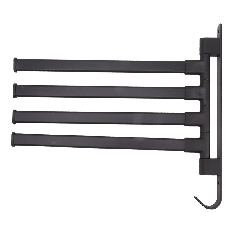 Black Swivel Towel Bar Punch Free Bathroom Towel Rack Wall