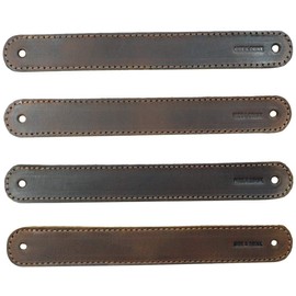 Hide & Drink, Drawer Handles Handmade from Thick Full Grain Leather - Durable, Versatile and Easy to Install with Pre-Made Holes - Stylish Home Improvement Accessory, DIY, 4 Pack :: Bourbon Brown