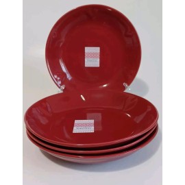 CMG Pasta Bowls Embossed Red Hearts  9.25", Made In Portugal, Hearts & Love