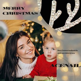 Acenail Christmas Headbands Xmas Rhinestone Hairband Reindeer Antlers Headband Sparkly Deer Headpiece Christmas Hair Accessories for Women（H-Silver Deer）