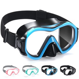 Supertrip Adult Swim Goggles Swimming Goggles with Nose Cover Elastic Fabric Strap Tempered Glass Snorkeling Gear for Adults