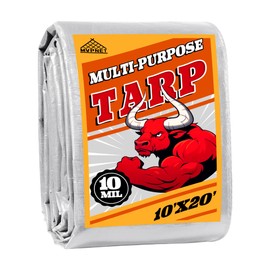 Tarp 10x20 ft Heavy Duty 10mil Silver&Brown 100% Waterproof High Durability Multipurpose Outdoor Tarpaulin,Uv Resistant,for Courtyards,Camping, Canopy, Trailer, Boats, Camping, Etc -by MVPNET