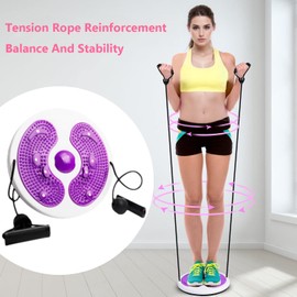 Twist Waist Disc Board with Drawstring, Multifunctional Fitness Turntable Waist Wriggling Plate Fitness Equipment, Aerobic Exercises Fitness Accessories, Resistance Bands Massage Foot Sole Home