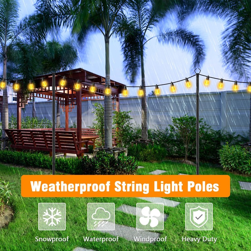 AILBTON 2 Pack 10Ft String Light Poles,Light Poles for Outside