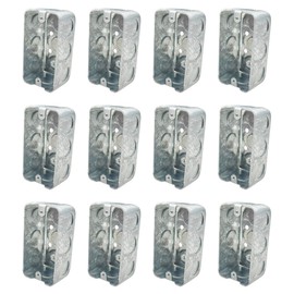 Qlvily 12 Packs 4x2 Inch Metal Electrical Box, Single Gang Electrical Box, Ten 1/2 Inch Knockouts, Raised Ground, 13 Cu. in. Capacity, 1-7/8" Deep, Junction Box Metal, Galvanized