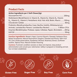 PICPOW Dog Multivitamin Chewable, with Glucosamine Chondroitin, Digestive Enzymes & Probiotics, for Digestion Support, Immune, Skin, Coat, Joints & Bones Healthy, 120 Chews