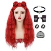 FOVER 5-Piece Red Princess Buns Wig Set for Women Costumes