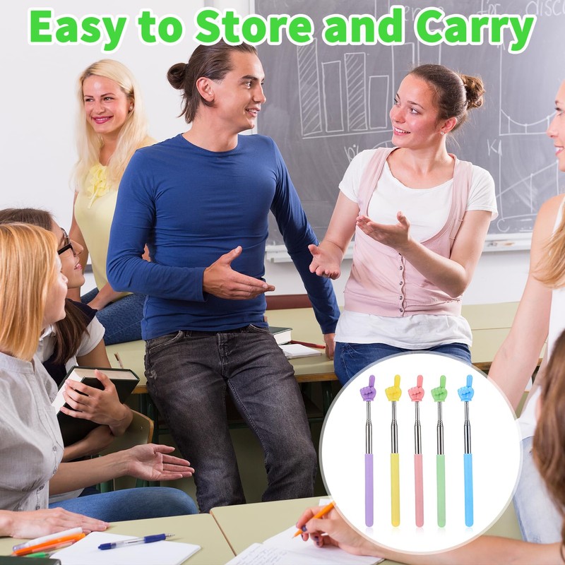 Pack of 5 Pointing Sticks, Finger Stick, Telescopic Pointer, Teacher