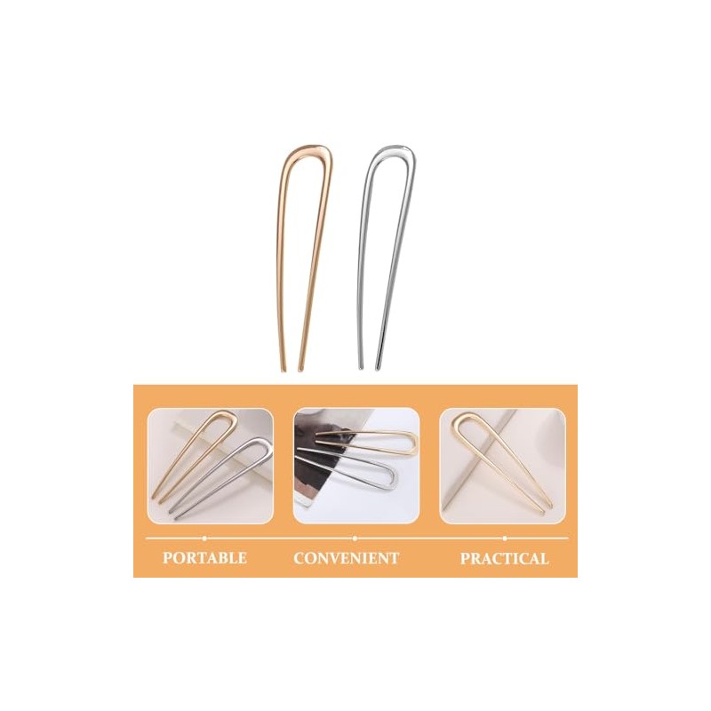 2 Piezas Horquilla alfiler francés de metal palitos de pelo