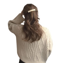 Sparkly Wide Curved Acrylic French Barrettes Shiny Acetate Tortoise Shell Hair Barrettes for Thick Hair Chic Ponytail Hair Clips for Styling Long Hair,4pcs (White)