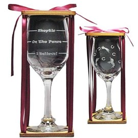 Orange Kat Unicorn Drink 'Till You Believe Stemmed Wine Glass with Charm and Presentation Packaging