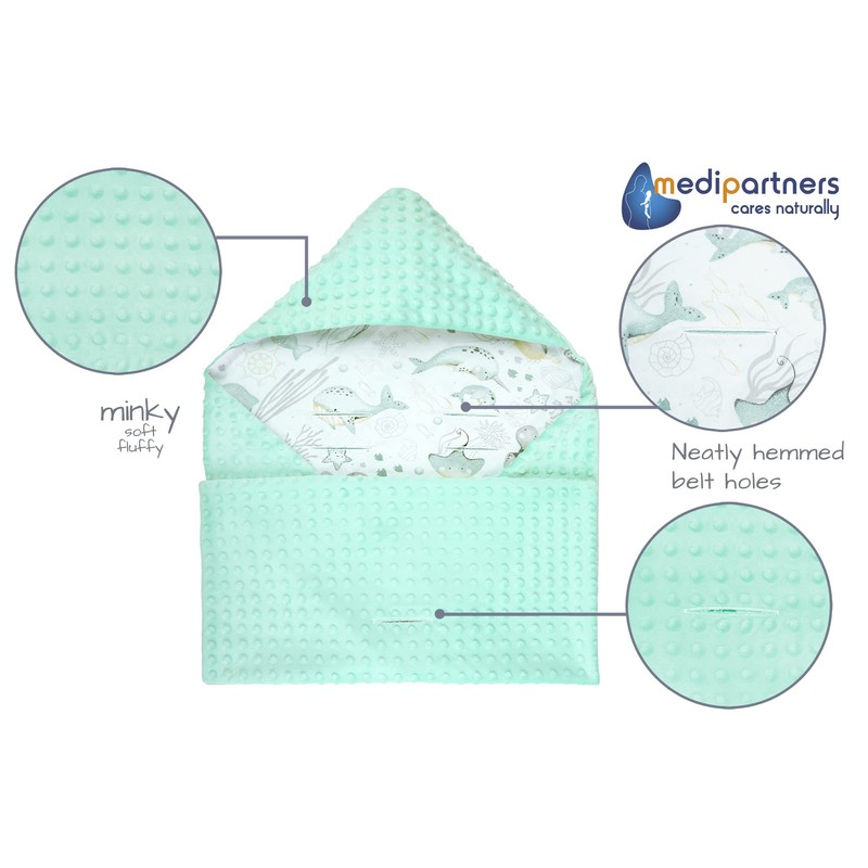 Medi Partners Swaddling Blanket 100% Cotton 85x85cm Double-Sided Multifunctional Plush