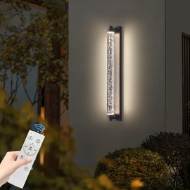 Bubble Crystal Outdoor Wall Lights, 31.4inch LED Modern Wall Mounted Sconce, 3000K-6500K Dimmable Waterproof Outside Lighting Fixtures for House, Porch, Garage, Garden, Bathroom, Indoor