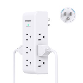 One Beat Surge Protector Outlet Extender with Rotating Plug, 9 AC Multi Plug Wall Outlet Expander, 1800J Wall Charger, 3-Sided Power Strip Electrical Plug Adapter Outlet Splitter for Home Office College Dorm