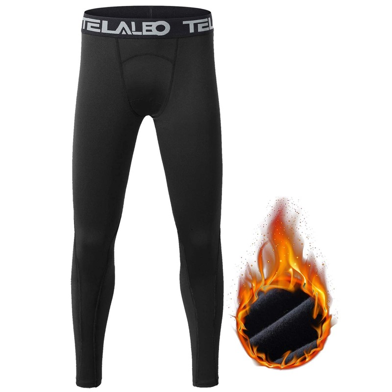 TELALEO Boys' Girls' Long Sleeve Compression Shirts Thermal Fleece Lined