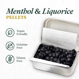 Barkleys Black Licorice Candy with Menthol, Licorice Pellets Covered with Refreshing Menthol- Gluten Free Licorice, Vegan (1 Can x 16 gr.)