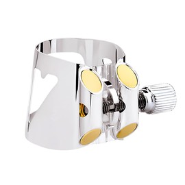 Vandoren LC04P Optimum Ligature and Plastic Cap for Bass Clarinet Silver Plated with 3 Interchangeable Pressure Plates