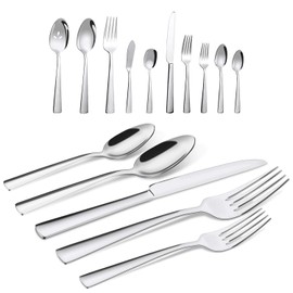 65 Piece Silverware Flatware Cutlery Set, Stainless Steel Fork Spoon Knife Sets for 12, Dishwasher Safe,Ergonomic Design Size and Weight