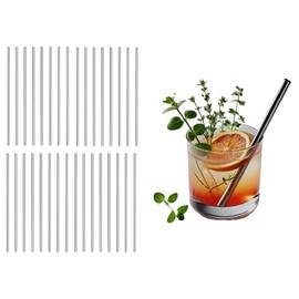 32ct Silver Cocktail Stainless Steel Reusable Straight Small Straws 5 1/2 Inches - Mini Drinking Straws - Good for Cocktail, Party, Juices, Coffee