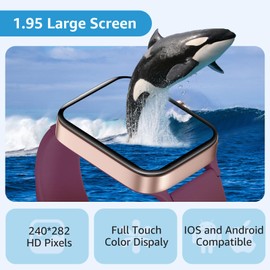 KIUVKAS Smart Watch for Women Answer/Make Call, 1.95" Full Touch Screen Fitness Watch with Blood Pressure and Sleep Monitor, Fitness Tracker with 140+ Sports Step Counter for Android iOS