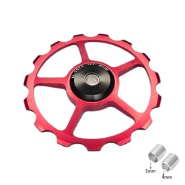 cyclingcolors 2 x Bicycle Pulley Rear Derailleur Guide Wheel Aluminium 7075 Red with 689-2RS Sealed Bearing Rear Gear Wheels Mountain Bike Road Bike 15T