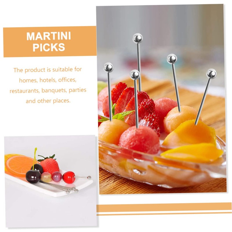 GRIRIW 10pcs Multi-Functional Food Picks Set Stainless Steel Cocktail Skewers