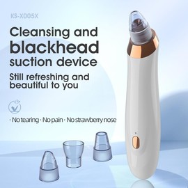 Electric Blackhead Remover Vacuum, 3 Suction Levels, 5 Replaceable Heads, Rechargeable Pore Cleaner, White