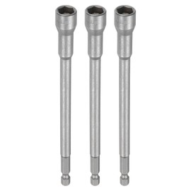 HARFINGTON 3pcs Nut Driver Drill Bit 10mm Metric Impact Socket 1/4" Hex Shank 6" (150mm) Extra Long Magnetic 6-Point Sockets Quick-Change CR-V Steel Bolt Setter for Power Drill Drivers