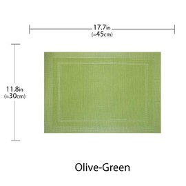 PIGCHCY Placemats,Heat Insulation Non Slip Plastic Placemats,Washable Easy to Clean Woven Vinyl Kitchen Stain Resistant Placemats for Dining Table Set of 4 (Olive Green)