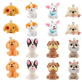 Spritewelry 8 Styles Resin 3D Dog Charm Cartoon Puppy Charms Cute Pet Pendant Animals Dangle Charm for DIY Jewelry Making Earring Necklace Keychain Making Findings 16Pcs