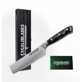 Nakiri Knife 6.5 Inch – VG-10 Damascus Stainless Steel, Razor Sharp, Full Tang, Ergonomic G10 Handle – Japanese Vegetable Knife for Precise Chopping of Vegetables, Herbs, Fruits – Durable & Balanced