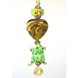 Green Tree Frog with Swirl Heart Ceiling Fan Pull Chain/Light Pull